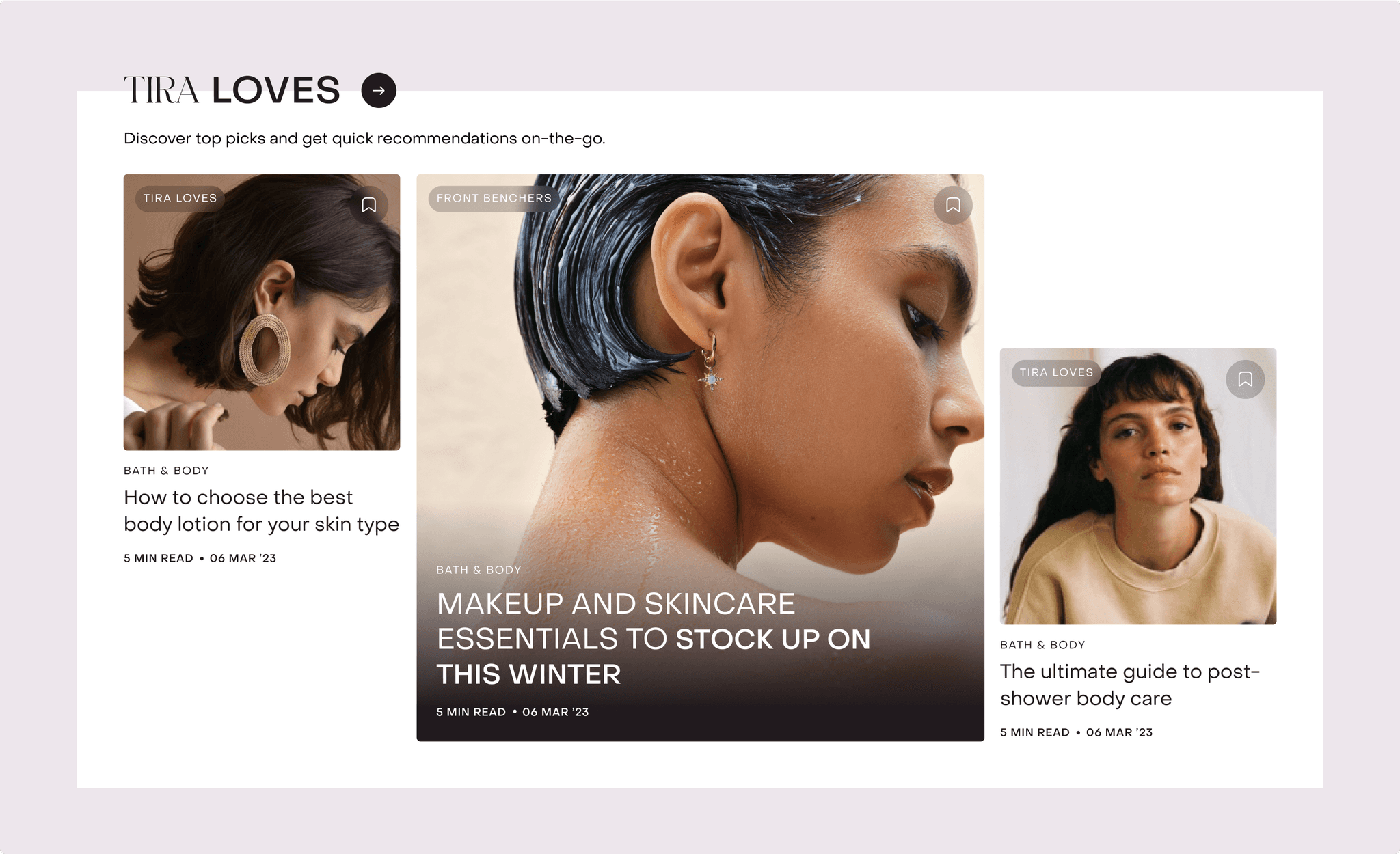 Tira Loves desktop article grid