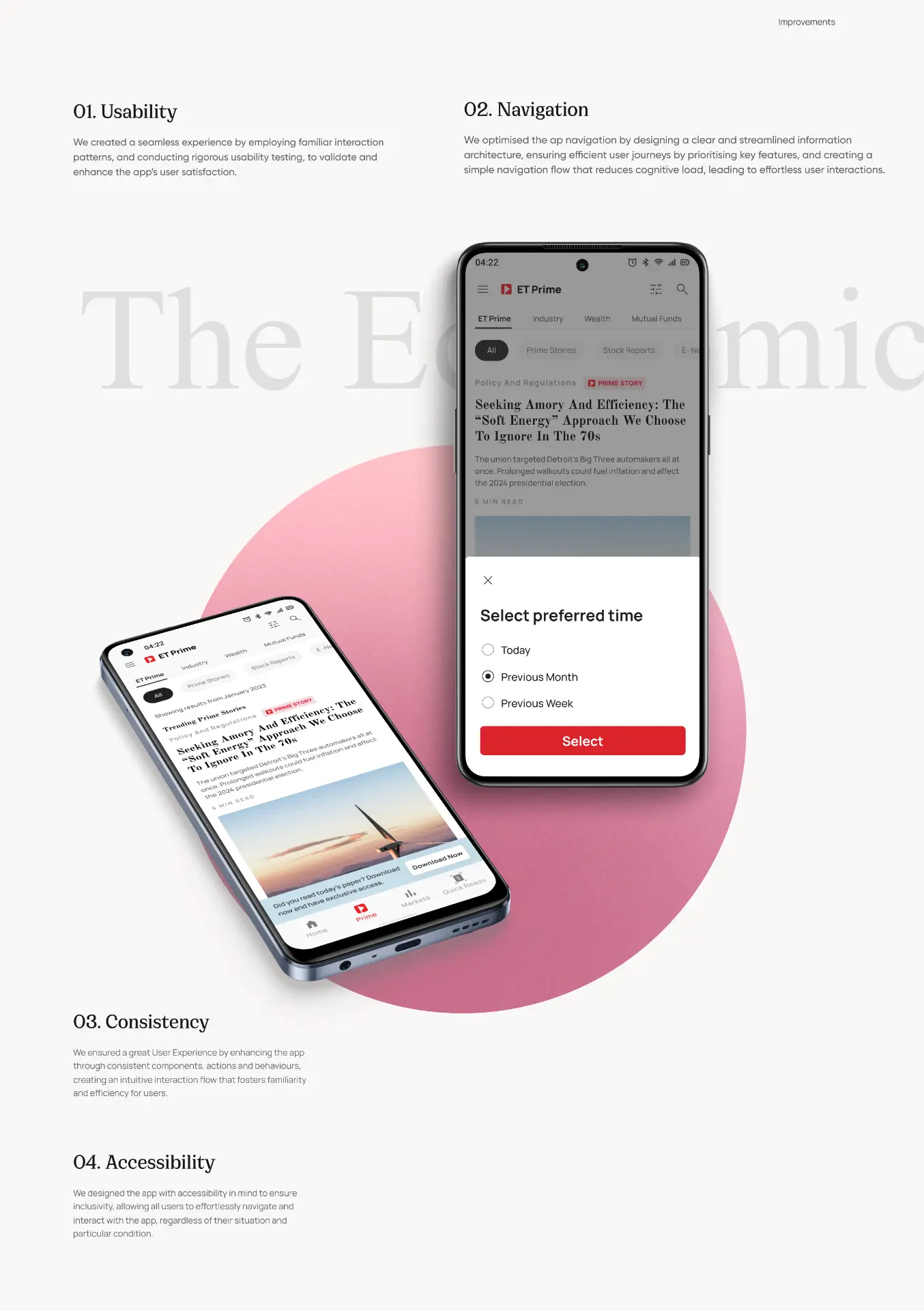 Improvements — Usability, Navigation, Consistency and Accessibility